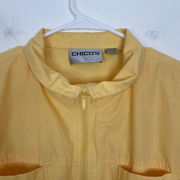 CHICO’S Women’s XL Light Lemon Yellow Light Weight Zip Up Spring Jacket - Picture 3 of 6